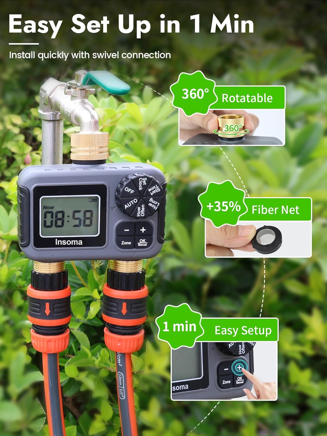 Dual Outlets Smart Irrigation  - Timer Dual Outlet ulasan dan harga